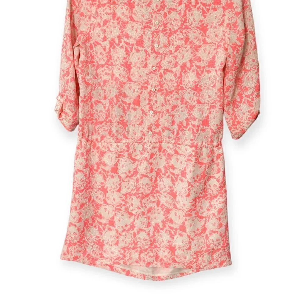 Paul & Joe Cat Print Jacquard Silk Mini Dress, Pink, Size 38EU (US6/S) - Picture 6 of 16